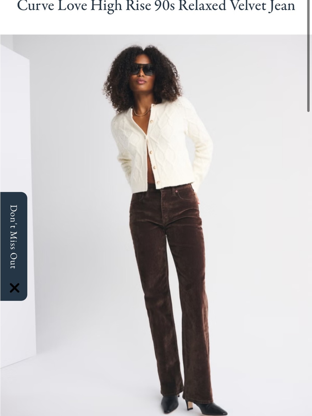 Abercrombie & Fitch High-Rise 90’s relaxed Velvet Jeans in Dark Brown